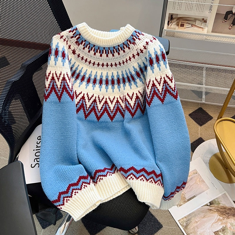 Jessica - Nordisk mönstrad stickad tröja