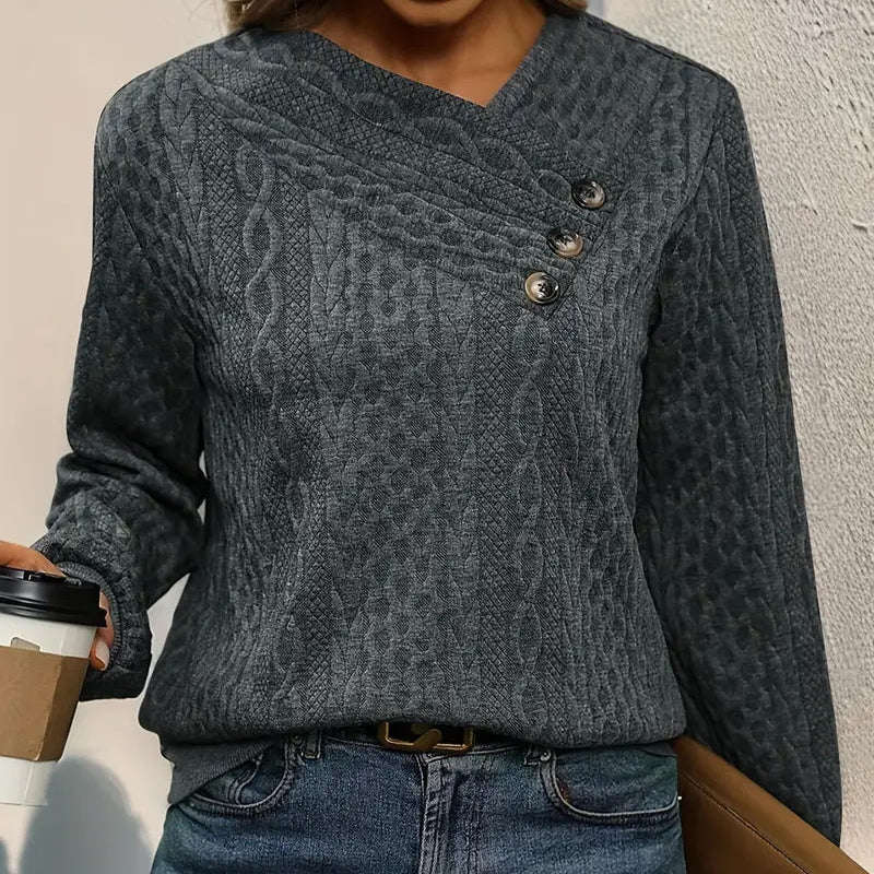 Karolina - Casual långärmad tröja med sneda axlar