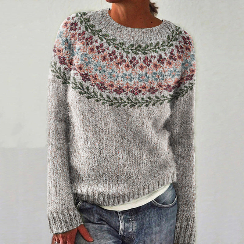 Linn - Jumper med jordgubbsblommor